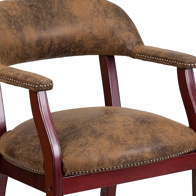 EMMA + OLIVER Bomber Jacket Brown Luxurious Conference Chair with Casters