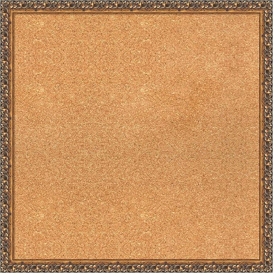 Amanti Art Natural Cork Board for Wall, 24x24 Vision Board with Bronze Frame, Medium Corkboard Office Decor for Home Organization, Traditional Corkboard Pinboard to Display Items for Home