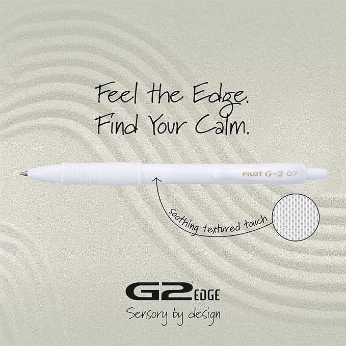 PILOT, G2 Premium Gel Roller Pens, G2 Edge White, Sensory Writing Experience, 12ct box, Fine Point 0.7 mm