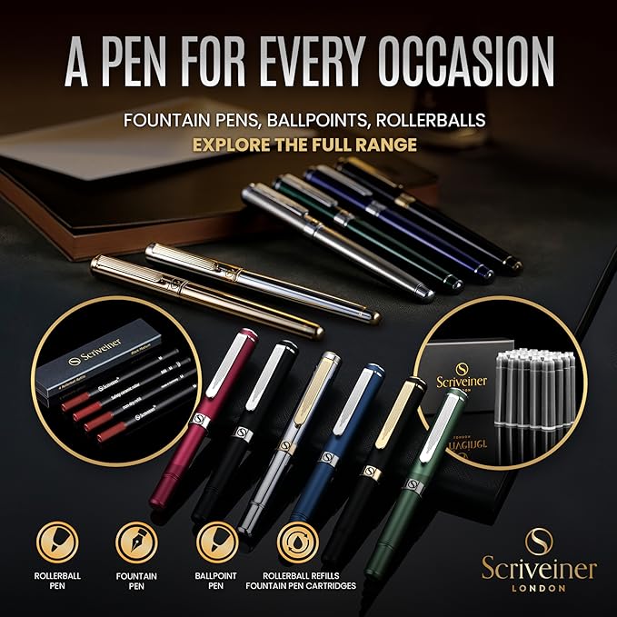 Scriveiner Chartreuse Rollerball Pen - Stunning Luxury Pen With Chrome Finish, Schmidt Ink Refill, Best Roller Ball Gift Set for Men & Women, Professional, Executive Office, Nice Pens